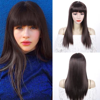 LUPU Brown 22 Inches Long Straight Womens Wigs with Bangs Heat Resistant Synthetic Hair Wigs for Women African American 
LUPU Brown 22 Inches Long Straight Womens Wigs with Bangs Heat Resistant Synthetic Hair Wigs for Women African American