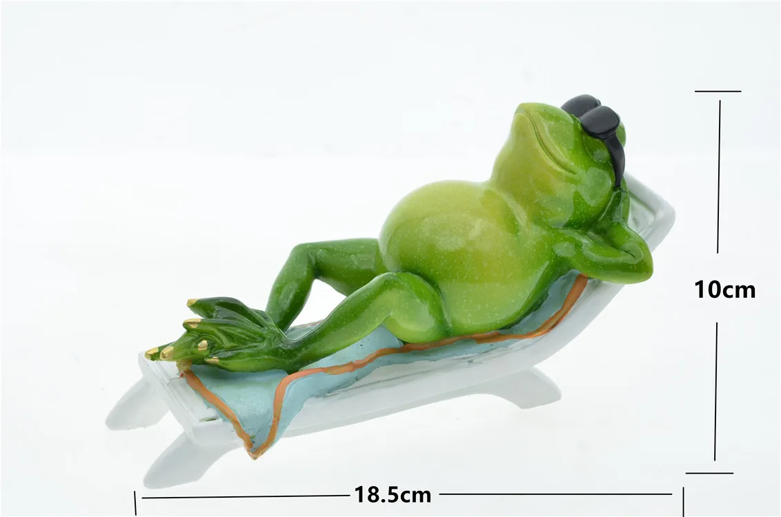 MYBLUE 2Pcs/Set Kawaii Garden Animal Resin Lovers Frog Enjoy Life On Vacation Figurine Nordic Home Room Decoration Accessories