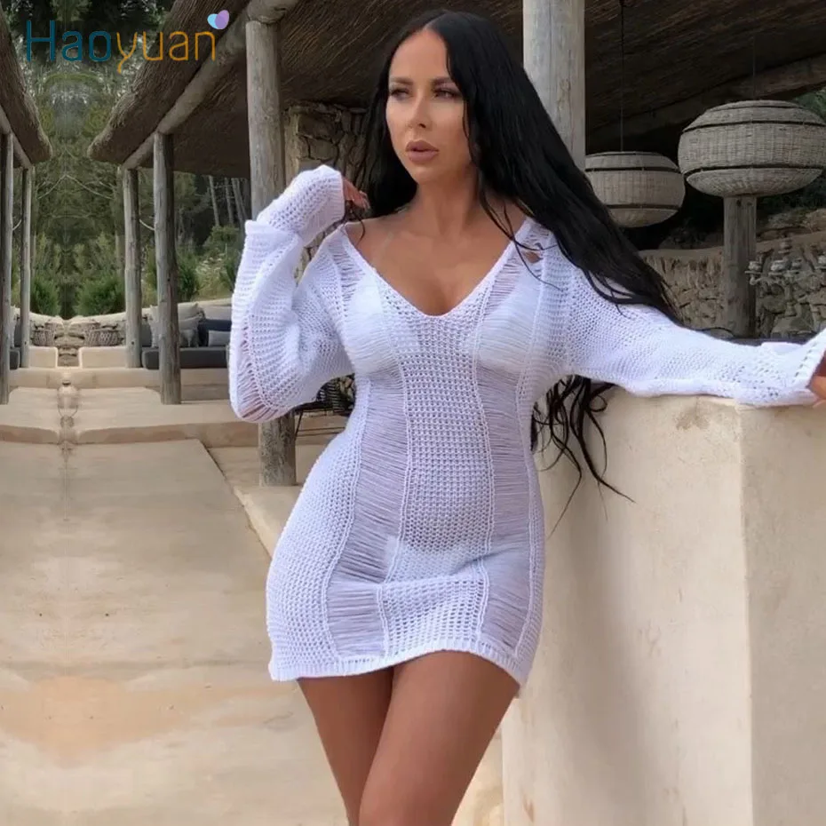 HAOYUAN Sexy Knitted Sweater Dress Women 2020 New Mini Clothes Neon Yellow White Elegant Long Sleeve Night Party Club Dresses
HAOYUAN Sexy Knitted Sweater Dress Women 2020 New Mini Clothes Neon Yellow White Elegant Long Sleeve Night Party Club Dresses