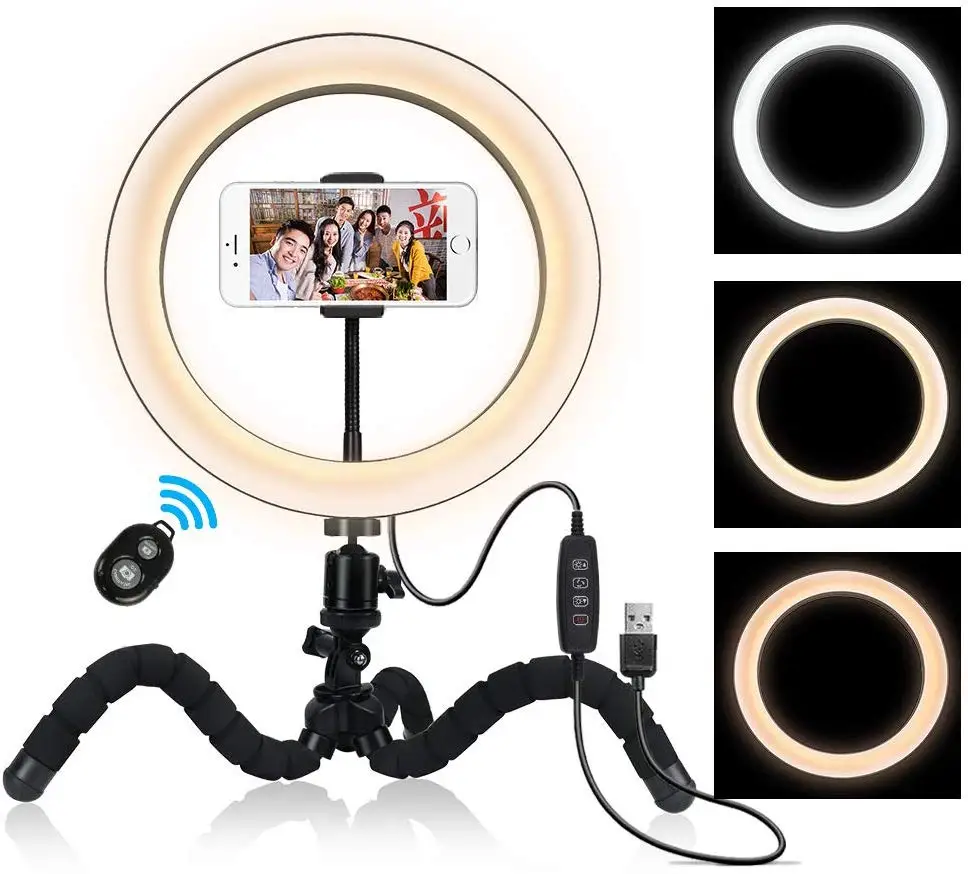 LED RingLight ,Flexible Octopus Tripod ,Ring Lamp with Holder and Wireless Remote Shutter,Use For Make Up ,Travel ,Video
LED RingLight ,Flexible Octopus Tripod ,Ring Lamp with Holder and Wireless Remote Shutter,Use For Make Up ,Travel ,Video