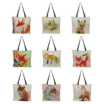 Customize ladies shoulder bag linen double-sided The fox printing pattern large-capacity grocery bag shopping bag
Customize ladies shoulder bag linen double-sided The fox printing pattern large-capacity grocery bag shopping bag