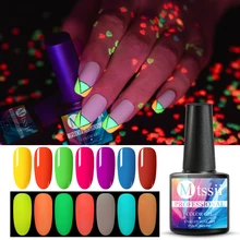 Mtssii 8ml brilho em néon fluorescente escuro led uv embeber fora verniz gel iluminação na noite semi permanente esmalte de verniz(China)