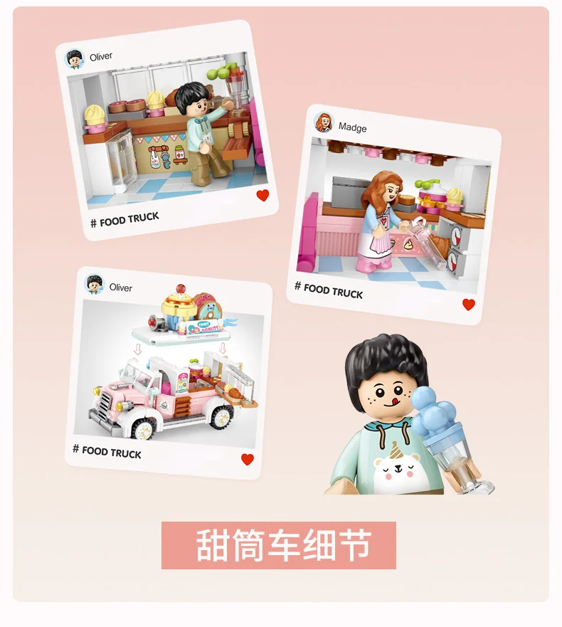 LOZ Mini Blocks City Series Street view 480pcs+ FOOD truck fruit/icecream shop learning I-Interactive Assemble Toys Brinquedos