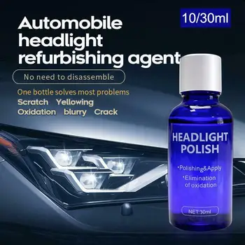 

10/30ML Lamp Cleaning Agent Car Headlight Polish Fluid Restoration Kit Car Scratch Repair Coating Plastic Detergent Auto Cleaner