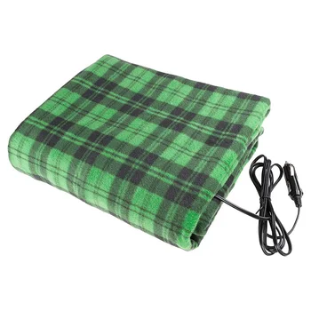 

Car Heated Travel Blanket - Green Plaid Premium Quality 12V Automotive Comfortable Heating Car Seat Blanket Great for Cold Weath