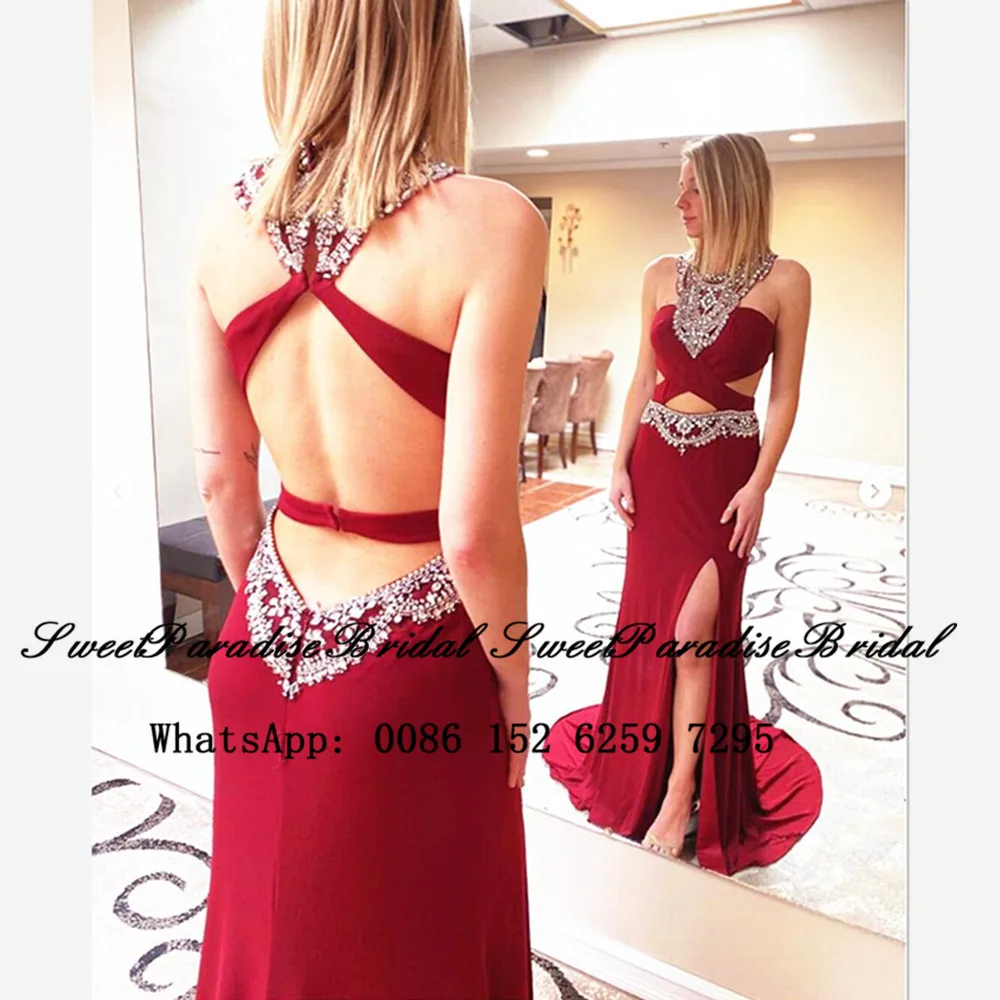 Shiny Beads Crystal Mermaid Prom Dresses Graduation 2020 Red Chiffon Backless Side Split Long Evening Dress Vestido De Festa
Shiny Beads Crystal Mermaid Prom Dresses Graduation 2020 Red Chiffon Backless Side Split Long Evening Dress Vestido De Festa