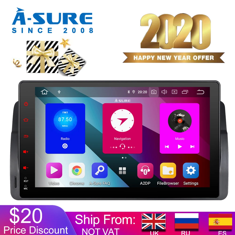 A Sure Автомобильный мультимедийный 2 Din 9 ''Full IPS PX5 Android 0 радио GPS DVD плеер стерео