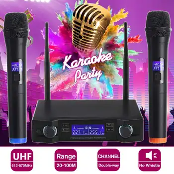 UHF Wireless Microphone System Dynamic 2 Channel 2 Handheld Karae Cardioid Microphone Professional
UHF Wireless Microphone System Dynamic 2 Channel 2 Handheld Karae Cardioid Microphone Professional
