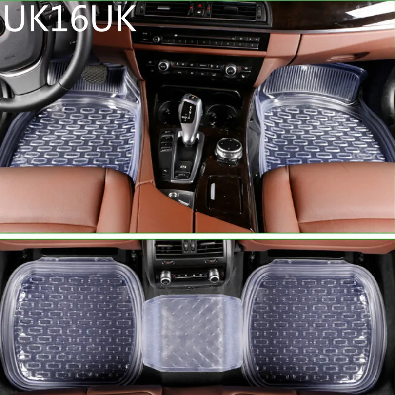 

uk16uk universal 64*47cm non-slip car floor mats car mats car floor mat Transparent black 5pcs/set free shipping