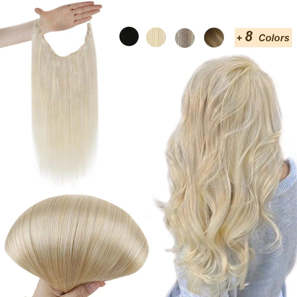 

[13 Colors] Ugeat Flip in Hair Extensions 12-22" Machine Remy Halo Hair Extensions with 4 Clips Hidden Wire Hair 70-100G/Set