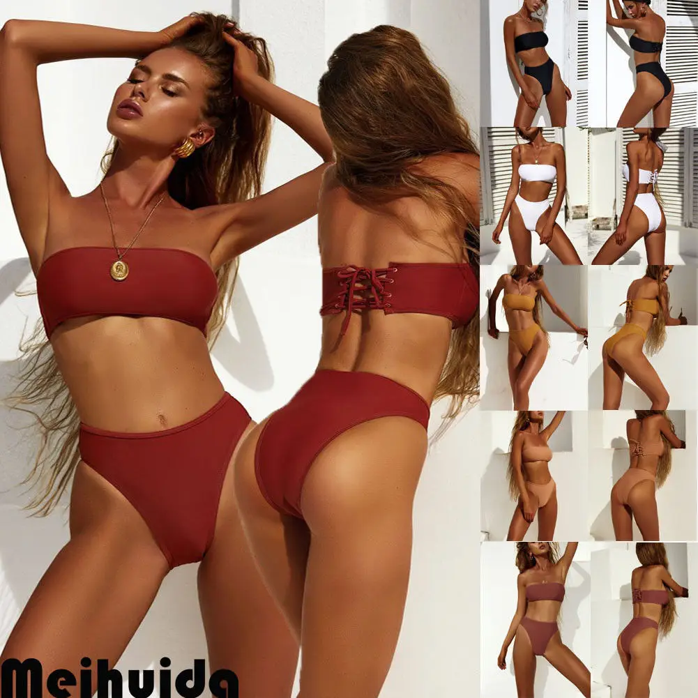 High Waist Thong BIkini Set 2020 Women Swimwear Push Up Padded Strapless Biquini Sexy Bandage Pure Color Swimsuit Summer Bather
High Waist Thong BIkini Set 2020 Women Swimwear Push Up Padded Strapless Biquini Sexy Bandage Pure Color Swimsuit Summer Bather