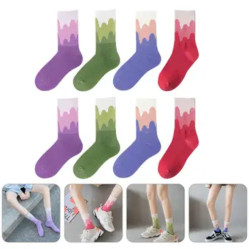 4 Pairs of Mid-calf Socks Contrast Color Soft Sports Socks for All Seasons 
4 Pairs of Mid-calf Socks Contrast Color Soft Sports Socks for All Seasons