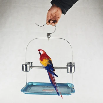 Parrot Perch Bird Cage Bite Stand Stainless Steel Birds Stand Rack Toy Paw Grinding Hanging Shelf with 4 Feeder Cup Bird Supply 
Parrot Perch Bird Cage Bite Stand Stainless Steel Birds Stand Rack Toy Paw Grinding Hanging Shelf with 4 Feeder Cup Bird Supply