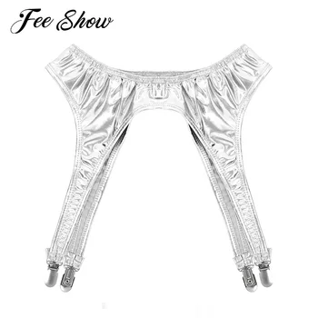 Punk Goth Women Shiny Metallic Exotic Garter Belt Four Metal Clips Sexy Lingerie Suspender Elastic Belt for Thigh High Stockings
Punk Goth Women Shiny Metallic Exotic Garter Belt Four Metal Clips Sexy Lingerie Suspender Elastic Belt for Thigh High Stockings