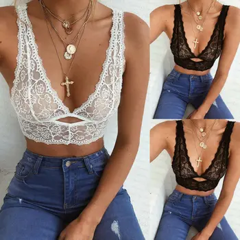 Women Floral Lace See Through Deep V Bra Bralette Bustier Top Unpadded Triangle Bra Sheer Mesh Bra Underwear
Women Floral Lace See Through Deep V Bra Bralette Bustier Top Unpadded Triangle Bra Sheer Mesh Bra Underwear