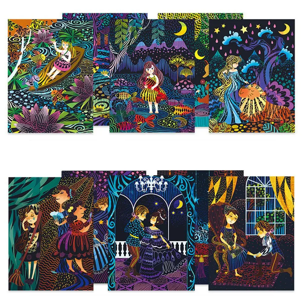 Rainbow Scratch Paper Kit Magic Color Rainbow Scratch Art Card DIY Painting Princess Story Theme Scratch Art paper Drawing Toy
Rainbow Scratch Paper Kit Magic Color Rainbow Scratch Art Card DIY Painting Princess Story Theme Scratch Art paper Drawing Toy