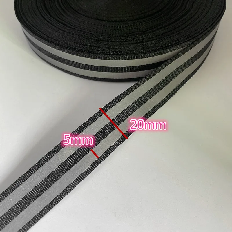 Description Picture 6 of itemNew 5yards Black Safety Silver Reflective Sew on Fabric Tape Strap Vest Webbing