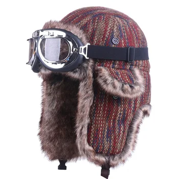 Bomber Hats with Ski Goggles Faux Rabbit Fur Soviet Ushanka Russian Hat Winter Snow Wool Earflaps Trapper Trooper Hunting Caps
Bomber Hats with Ski Goggles Faux Rabbit Fur Soviet Ushanka Russian Hat Winter Snow Wool Earflaps Trapper Trooper Hunting Caps