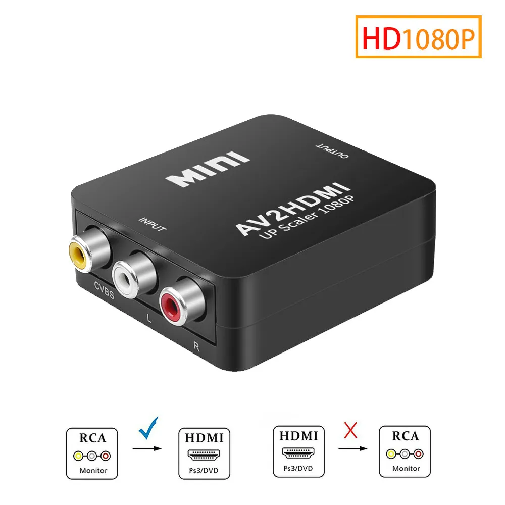 Full HD Male To Female RCA AV TO HDMI Converter Adapter Mini Composite CVBS To HDMI AV2HDMI Audio Converter
Full HD Male To Female RCA AV TO HDMI Converter Adapter Mini Composite CVBS To HDMI AV2HDMI Audio Converter