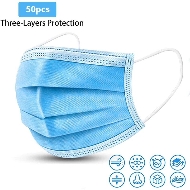 50 Pcs Disposable Medical Protective 3 Layer Dustproof Facial Protective Cover Masks Maldehyde Prevent Bacteria Anti-virus Masks
50 Pcs Disposable Medical Protective 3 Layer Dustproof Facial Protective Cover Masks Maldehyde Prevent Bacteria Anti-virus Masks