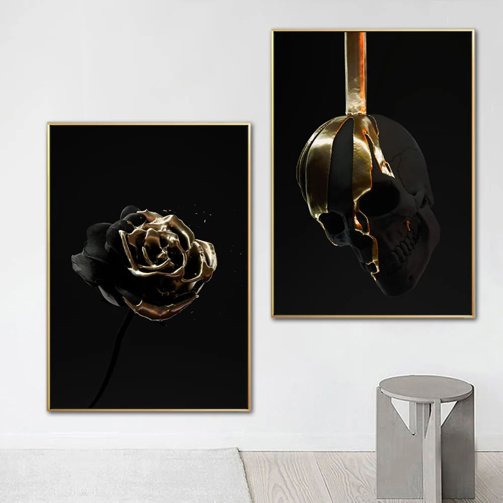 Black And Golden Flower Skull Canvas Painting On Wall Art Poster And Prints Abstract Modern Decor Picture For Living Room Decor
Black And Golden Flower Skull Canvas Painting On Wall Art Poster And Prints Abstract Modern Decor Picture For Living Room Decor