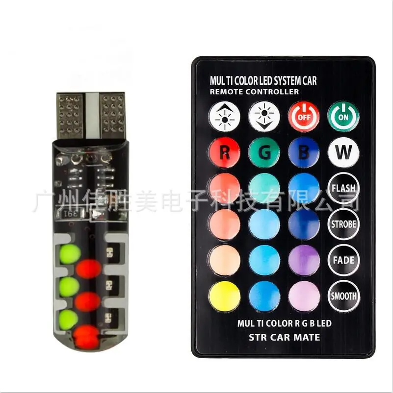 New type T10 colorful remote control side lamp RGB cob side lamp T10 colorful flash lamp automobile driving light
New type T10 colorful remote control side lamp RGB cob side lamp T10 colorful flash lamp automobile driving light