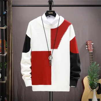 2020 Men's New Color Matching Pullover Loose round Neck Retro Sweater Youth Autumn Casual Sweater
2020 Men's New Color Matching Pullover Loose round Neck Retro Sweater Youth Autumn Casual Sweater