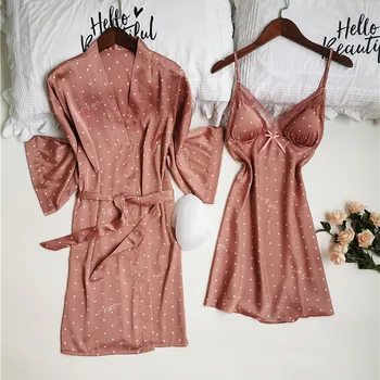 Spring New Polka Dot Fashion Women Robe Set Sexy Strap Chest Pad Cardigan 2 Pcs Set Pyjamas
Spring New Polka Dot Fashion Women Robe Set Sexy Strap Chest Pad Cardigan 2 Pcs Set Pyjamas