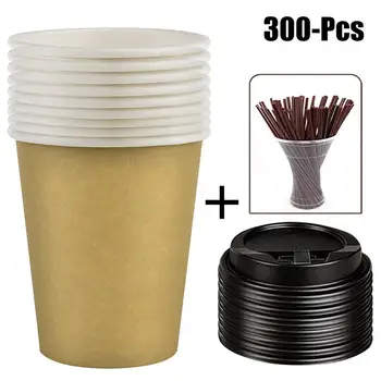100PCS Coffee Cups Disposable Hot Drink Cups Paper Drink Cups With Cover And Stirring Straws For Wedding Party Drinking Utensils
100PCS Coffee Cups Disposable Hot Drink Cups Paper Drink Cups With Cover And Stirring Straws For Wedding Party Drinking Utensils