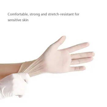 100pcs Disposable Nitrile Latex Gloves White Protective Gloves Household Cleaning Products Flexible Anti-static Properties* 
100pcs Disposable Nitrile Latex Gloves White Protective Gloves Household Cleaning Products Flexible Anti-static Properties*