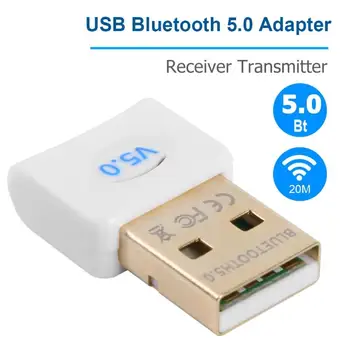 

Bluetooth 5.0 Dongle Receiver Transmitter Wireless USB Adapter With CD Built-in Driver for Windows 7/8/10/Vista/XP Mac OS X