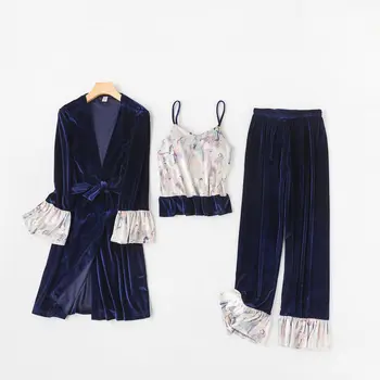 Lisacmvpnel Three-piece Set Gold Velvet Women Pajamas Autumn Winter Keep Warm Pyjamas 
Lisacmvpnel Three-piece Set Gold Velvet Women Pajamas Autumn Winter Keep Warm Pyjamas