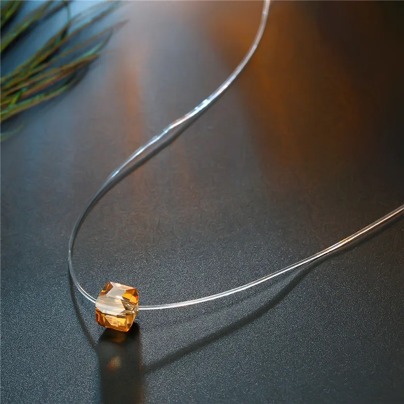 Mermaid Tear Necklaces Water Drop Crystal Choker Necklaces Transparent Fishing Line Invisible Chain Necklaces Collier Wholesale (7)