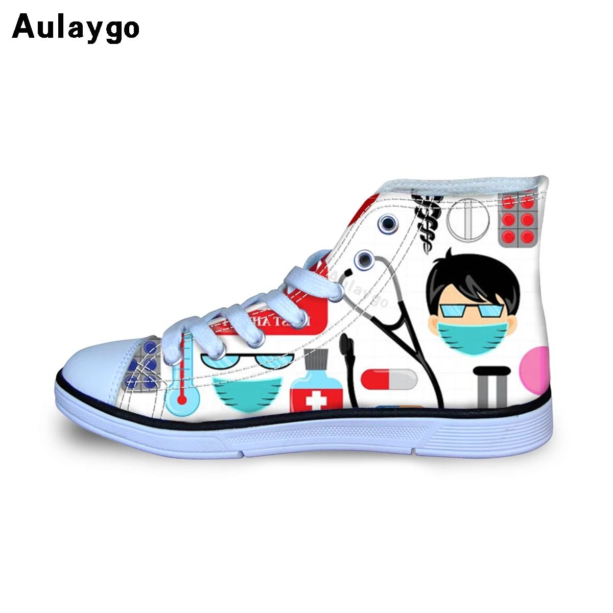 Aulaygo Cartoon Male Doctor Nurse Design Children Flatsk Awaii Black Comfort High Top Boys Girls Breathable Canvas Casual Flat 
Aulaygo Cartoon Male Doctor Nurse Design Children Flatsk Awaii Black Comfort High Top Boys Girls Breathable Canvas Casual Flat