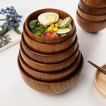 일본라면 나무 그릇, 인스턴트 국수 밥 그릇, 레스토랑 나무 식기, 크리에이티브 된장 수프 그릇