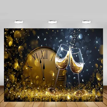 Mehofond Happy New Year Clock Backdrop Champagne Gold Glitter Bokeh Celebration Party Photography Background Decor Photo Studio 
Mehofond Happy New Year Clock Backdrop Champagne Gold Glitter Bokeh Celebration Party Photography Background Decor Photo Studio