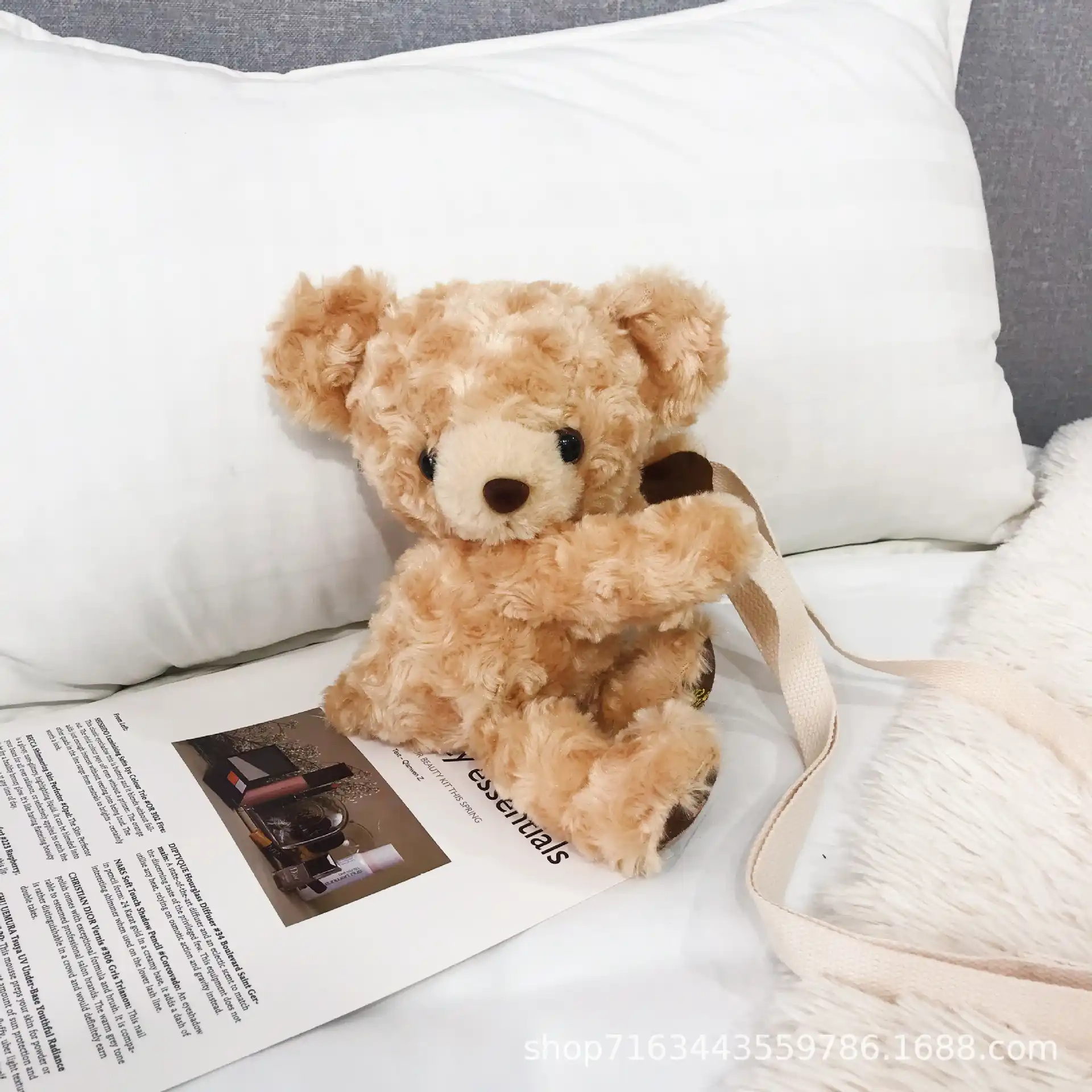 cute kids schoolbag teddy bear plush backpack for