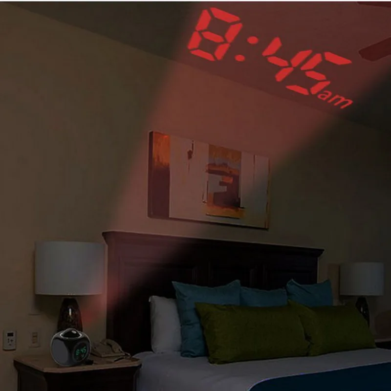 Digital Projection Alarm Clock Voice report Projector Weather Station thermometer Wake Up LED | Дом и сад