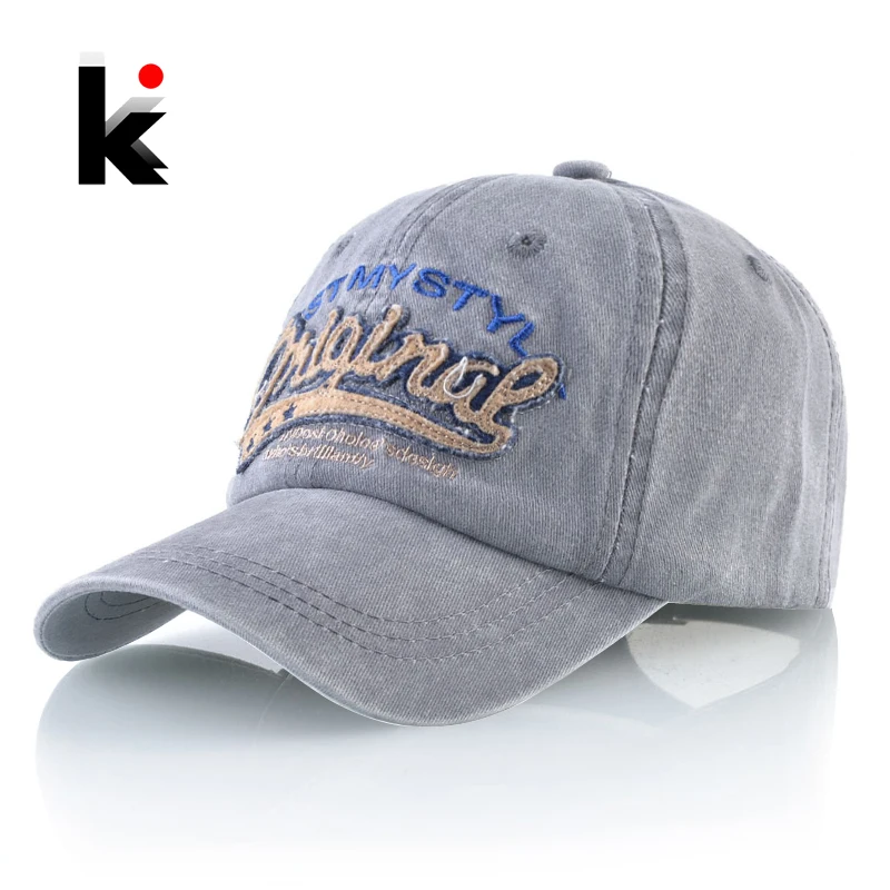 

Washed Cotton Dad Hats For Men Fashion Denim Baseball Cap With Embroidery Letters Hip Hop Bone Casquette Women Outdoor Visor Cap