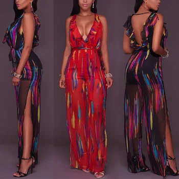 Nightclub sexy printed V-neck jumpsuit plus size red fashion festival elegant summer jumpsuits for women 2019 romper deep v
Nightclub sexy printed V-neck jumpsuit plus size red fashion festival elegant summer jumpsuits for women 2019 romper deep v