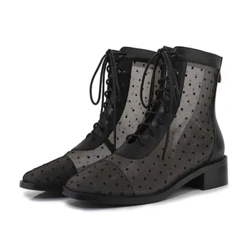 Large Size Summer Women Black Boots Square Toe Dress Shoes Sandalias Botas Lace Low Heels Sandal Boots Zapatos Mujer LB0028
Large Size Summer Women Black Boots Square Toe Dress Shoes Sandalias Botas Lace Low Heels Sandal Boots Zapatos Mujer LB0028