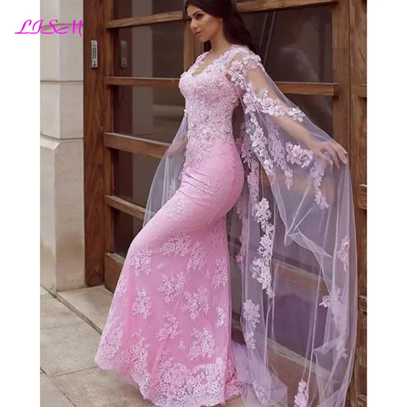 Lace Mermaid Evening Dress With Cape Elegant V-Neck 3D Flowers Prom Party Gowns Plus Size Formal Dresses 2021
Lace Mermaid Evening Dress With Cape Elegant V-Neck 3D Flowers Prom Party Gowns Plus Size Formal Dresses 2021