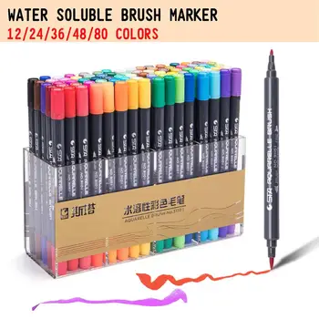 STA 80 Colors Water Soluble Colored Marker Brush pen Double Head Artist Sketch Set For Drawing Design Paints Art Marker Supplies
STA 80 Colors Water Soluble Colored Marker Brush pen Double Head Artist Sketch Set For Drawing Design Paints Art Marker Supplies