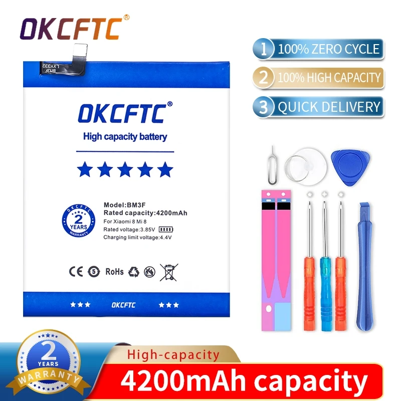 Orginal BM3F 4200mAh battery For Xiaomi 8 Mi 8 Explorer/Mi8 Pro BM3F Phone Replacement Batteries +Tools 
Orginal BM3F 4200mAh battery For Xiaomi 8 Mi 8 Explorer/Mi8 Pro BM3F Phone Replacement Batteries +Tools
