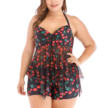 Women Bikinis Cherry Print Two-piece Bathing Suit Irregular Underwired Halter Top High Waist Shorts Set Plus Size Swimsuit
Women Bikinis Cherry Print Two-piece Bathing Suit Irregular Underwired Halter Top High Waist Shorts Set Plus Size Swimsuit