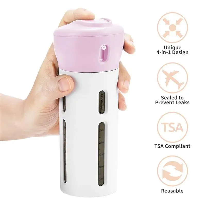 Portable 4 in 1 Emulsion Bottle Mini Cosmetic Container Rotatable Travel Sub-bottle Refillable Lotion Shampoo Cosmetic Organizer
Portable 4 in 1 Emulsion Bottle Mini Cosmetic Container Rotatable Travel Sub-bottle Refillable Lotion Shampoo Cosmetic Organizer