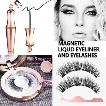 

Cosmetics Eyelashes Magnetic False Eyelashes For Women Magnetic Eyeliner Magnet Eyelash Set With Tweezers No Glue Required