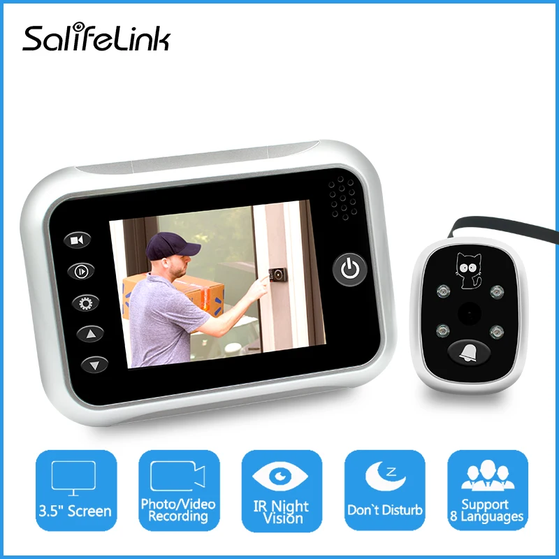 New 3.5" LCD Screen Photo/Video Recording Door Camera Electronic IR Night Door Peephole Viewer Camera Smart Peephole Doorbell
New 3.5" LCD Screen Photo/Video Recording Door Camera Electronic IR Night Door Peephole Viewer Camera Smart Peephole Doorbell