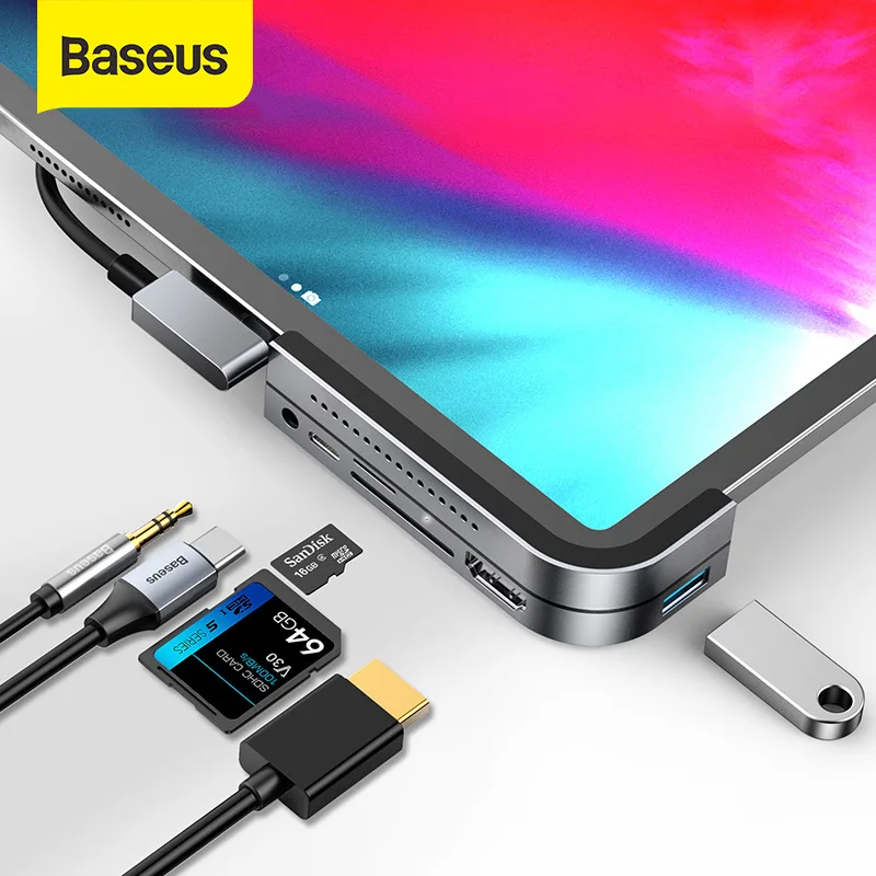 Baseus USB C концентратор 3 0 HDMI Type HUB для iPad Pro хаб MacBook док станция мульти 6 Порты