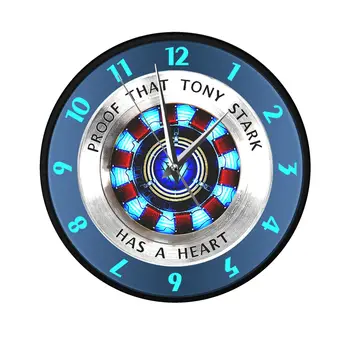 

Proof That Tony Stark Has A Heart Arc Reactor Wall Clock Superhero Modern Hanging Wall Watch Movie Timepiece Home Decor Wall Art